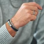 157BBU Armband zwart-blauw Heren CHEVRON Collectie