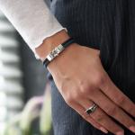157BBU Armband zwart-blauw Dames CHEVRON Collectie