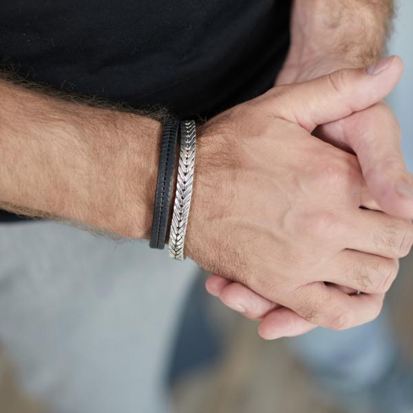 157BLK Armband Zwart Heren CHEVRON Collectie