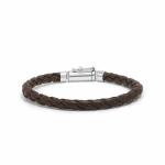 247BRN armband zilver & leer bruin FOX Collectie