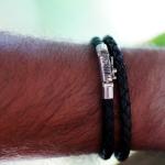 247BRN armband zilver & leer bruin FOX Collectie