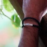 247BRN armband zilver & leer bruin FOX Collectie