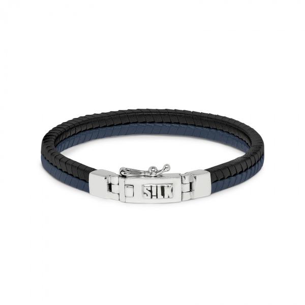 275BBU Armband Blauw-Zwart CHEVRON Collectie
