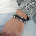 275BLK Armband Zwart Heren CHEVRON Collectie