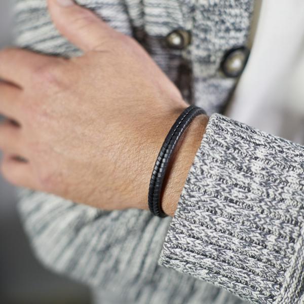 275BLK Armband Zwart Heren CHEVRON Collectie