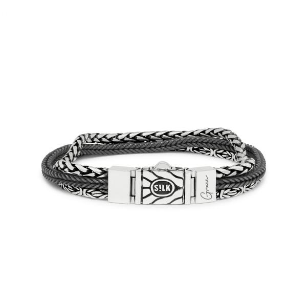 283 armband zilver gepolijst, mat & zwart CHEVRON Collectie