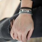 283 armband zilver gepolijst, mat & zwart Dames CHEVRON Collectie