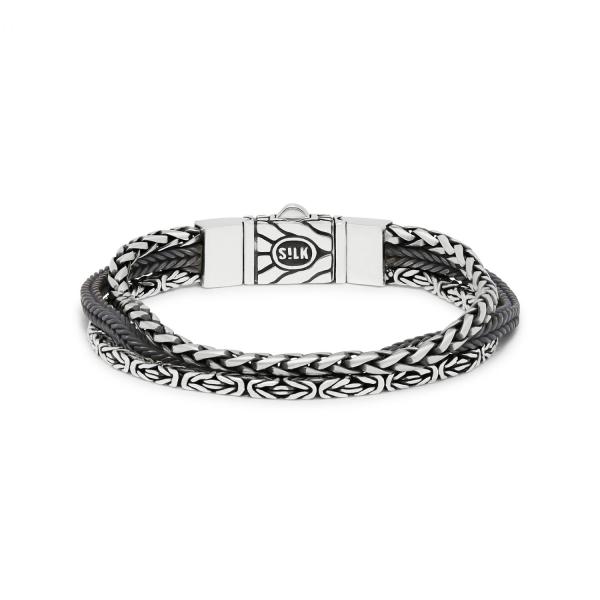 283 armband zilver gepolijst, mat & zwart CHEVRON Collectie