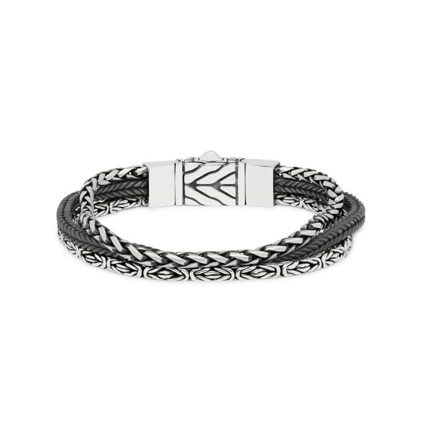 283 armband zilver gepolijst, mat & zwart CHEVRON Collectie