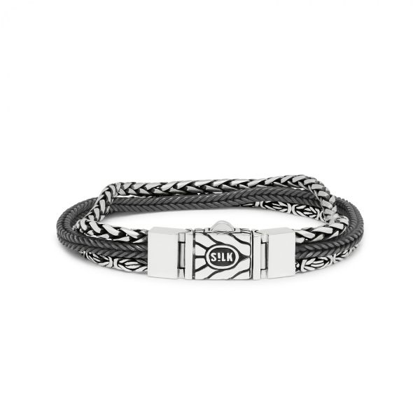 283 armband zilver gepolijst, mat & zwart CHEVRON Collectie
