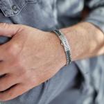 283 armband zilver gepolijst, mat & zwart Heren CHEVRON Collectie