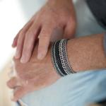 283 armband zilver gepolijst, mat & zwart Heren CHEVRON Collectie