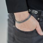 283 armband zilver gepolijst, mat & zwart Dames CHEVRON Collectie