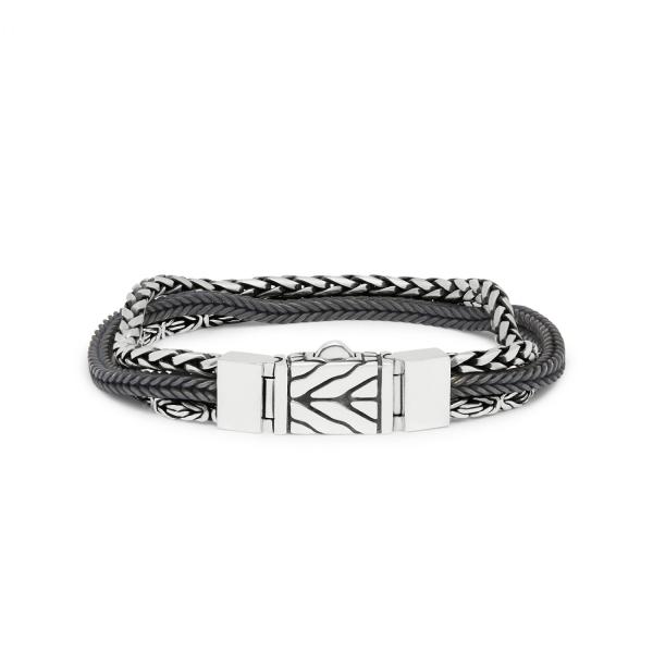 283 armband zilver gepolijst, mat & zwart CHEVRON Collectie