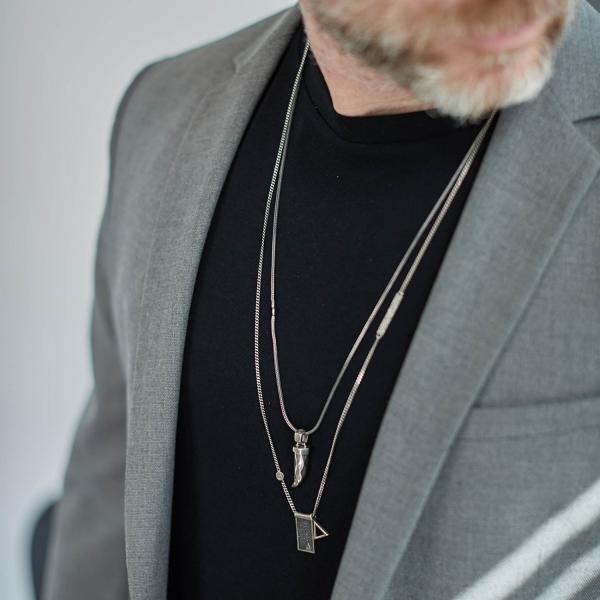 E440SIL Ketting met hanger Heren ELEMENTS Collectie
