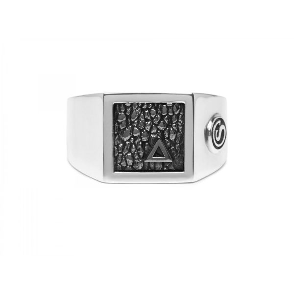 E442SIL Zegel Ring ELEMENTS Collectie