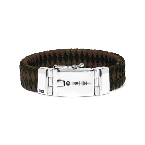 641BBR Armband leer zilver ALPHA Collectie