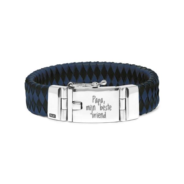 641BBU Armband leer zilver ALPHA Collectie