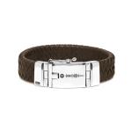 641BRN Armband leer zilver ALPHA Collectie