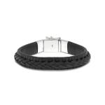 742BLK Armband Leer Zwart WEAVE Collectie