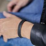 742BLK Armband Leer Zwart Dames WEAVE Collectie