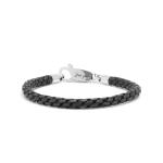 755BLK armband leer & zilver DOUBLE LINKED Collectie