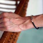 755BLK armband leer & zilver Dames DOUBLE LINKED Collectie
