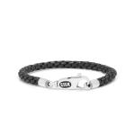 755BLK armband leer & zilver DOUBLE LINKED Collectie