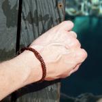 755BRN armband leer & zilver Dames DOUBLE LINKED Collectie