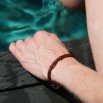 755BRN armband leer & zilver Dames DOUBLE LINKED Collectie
