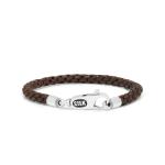 755BRN armband leer & zilver DOUBLE LINKED Collectie