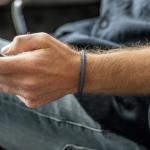 759BLU armband zilver leer Heren ZIPP Collectie