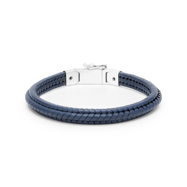 759BLU armband zilver leer ZIPP Collectie