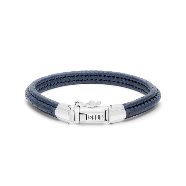 759BLU armband zilver leer ZIPP Collectie