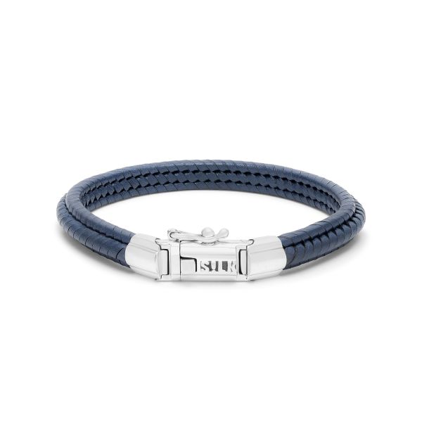 759BLU armband zilver leer