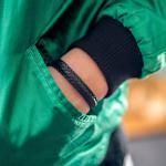 760BLK armband zilver leer Dames BOLD Collectie