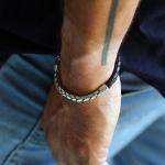 765BLK armband zilver leer Heren FOX Collectie