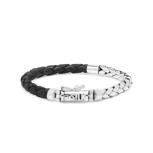 765BLK armband zilver leer
