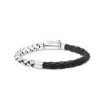 765BLK armband zilver leer FOX Collectie