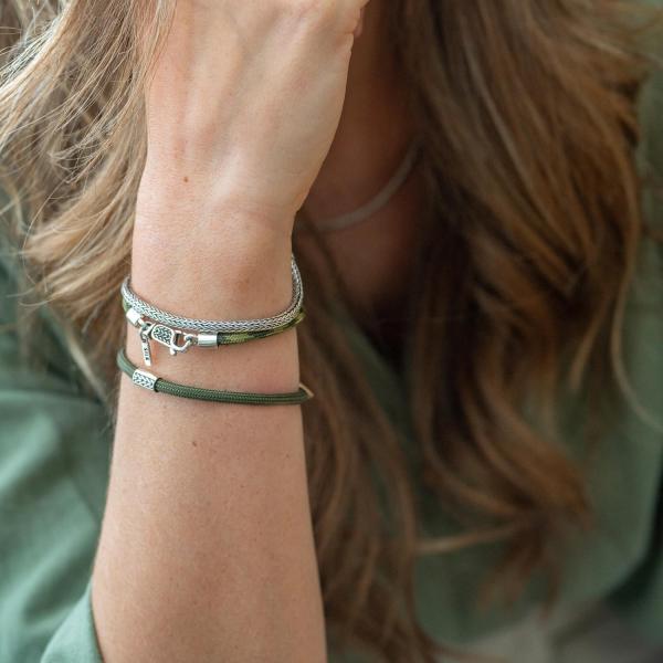 785EM1 armband zilver & paracord Dames ALPHA Collectie