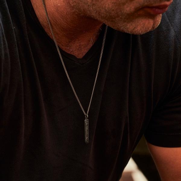 E401SRP ketting & hanger zilver - rutheniumplated SXM-earth Collectie