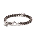 941BON bracelet silver & stone black onyx SKULL STONE Collectie