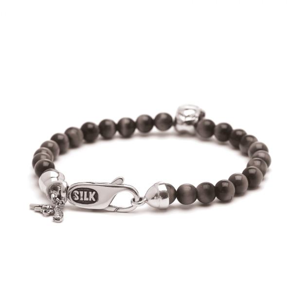 941BON bracelet silver & stone black onyx SKULL STONE Collectie