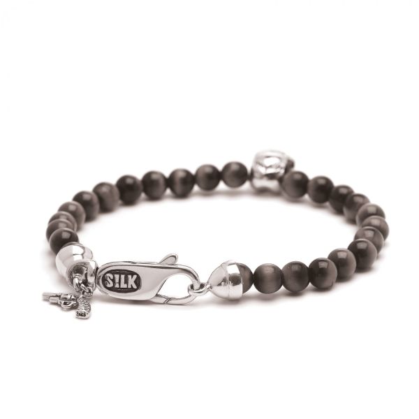941BON bracelet silver & stone black onyx SKULL
