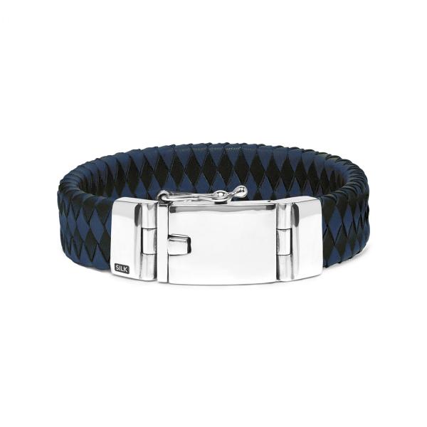 641BBU Armband leer zilver ALPHA Collectie