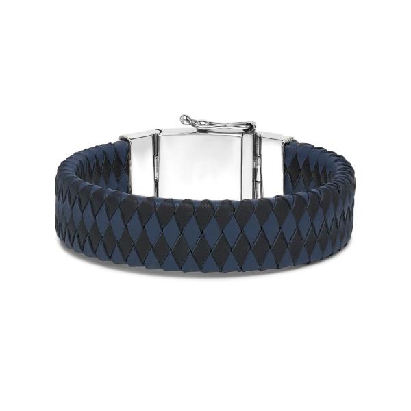 641BBU Armband leer zilver ALPHA Collectie