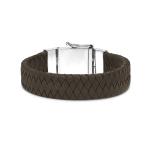 641BRN Armband leer zilver ALPHA Collectie