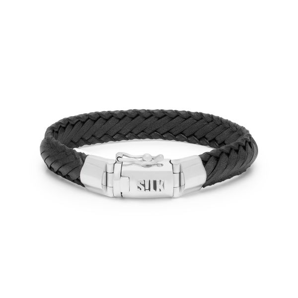 760BLK armband zilver leer