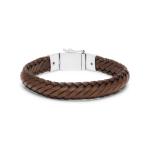 760BRN armband zilver leer BOLD Collectie