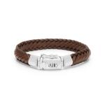 760BRN armband zilver leer BOLD Collectie